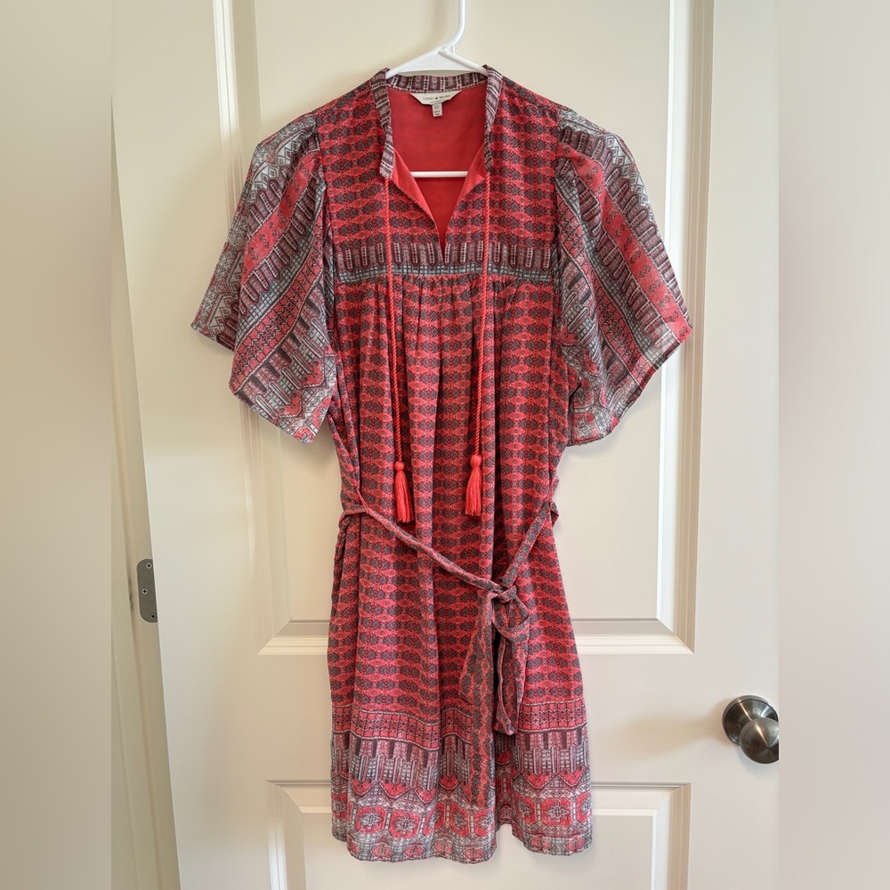 Lucky Brand Jenna A-Line Dress Color Salmon Pink Size XS